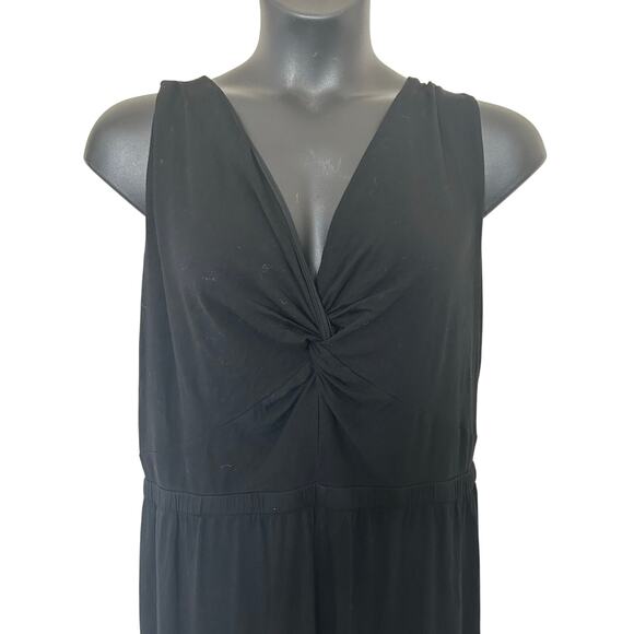 LOFT Plus Twist Front Cap Sleeve Jumpsuit (Black) Size 18 - Picture 11 of 12